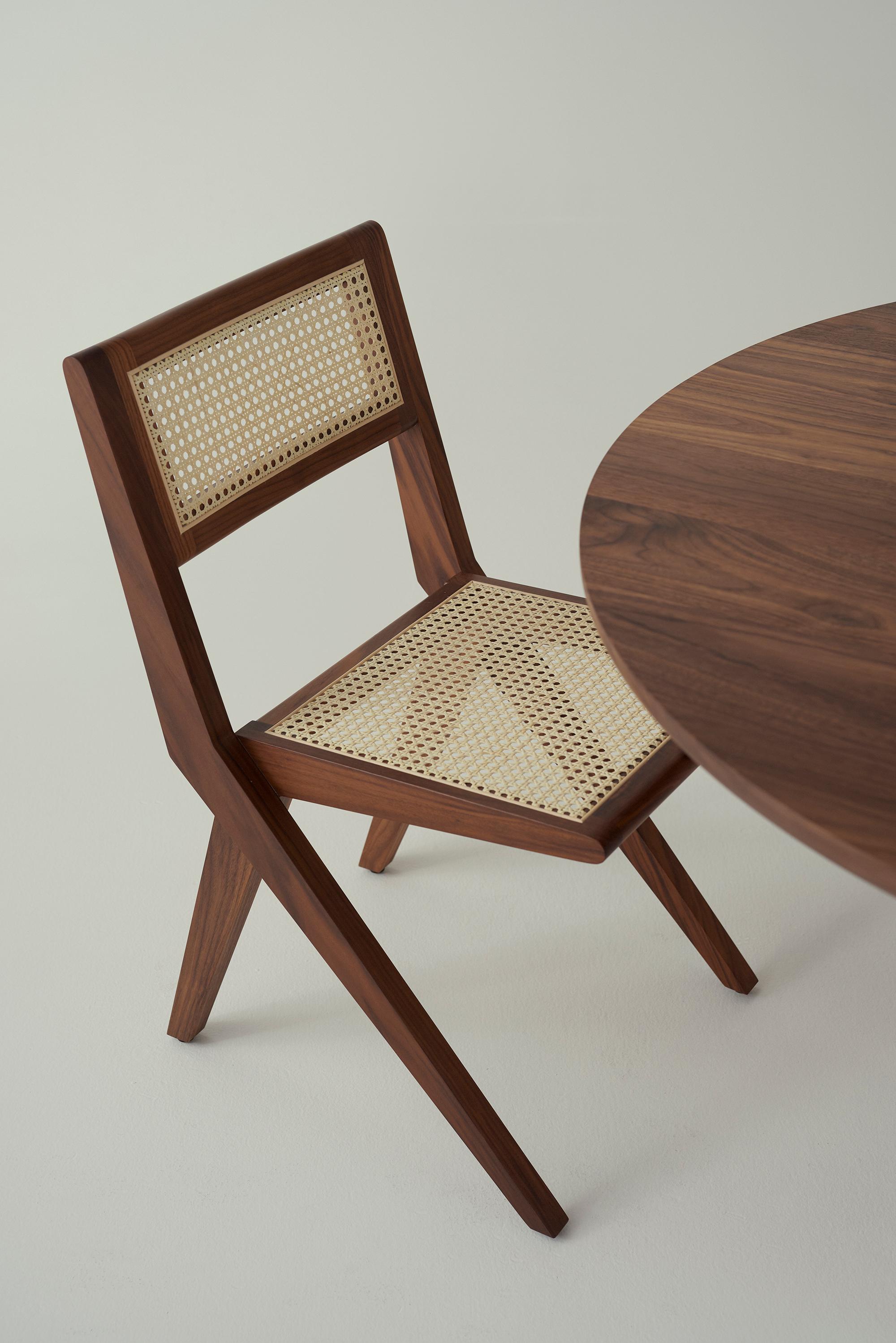 Lina Chair by Daniel Boddam, Walnut/Rattan For Sale 1