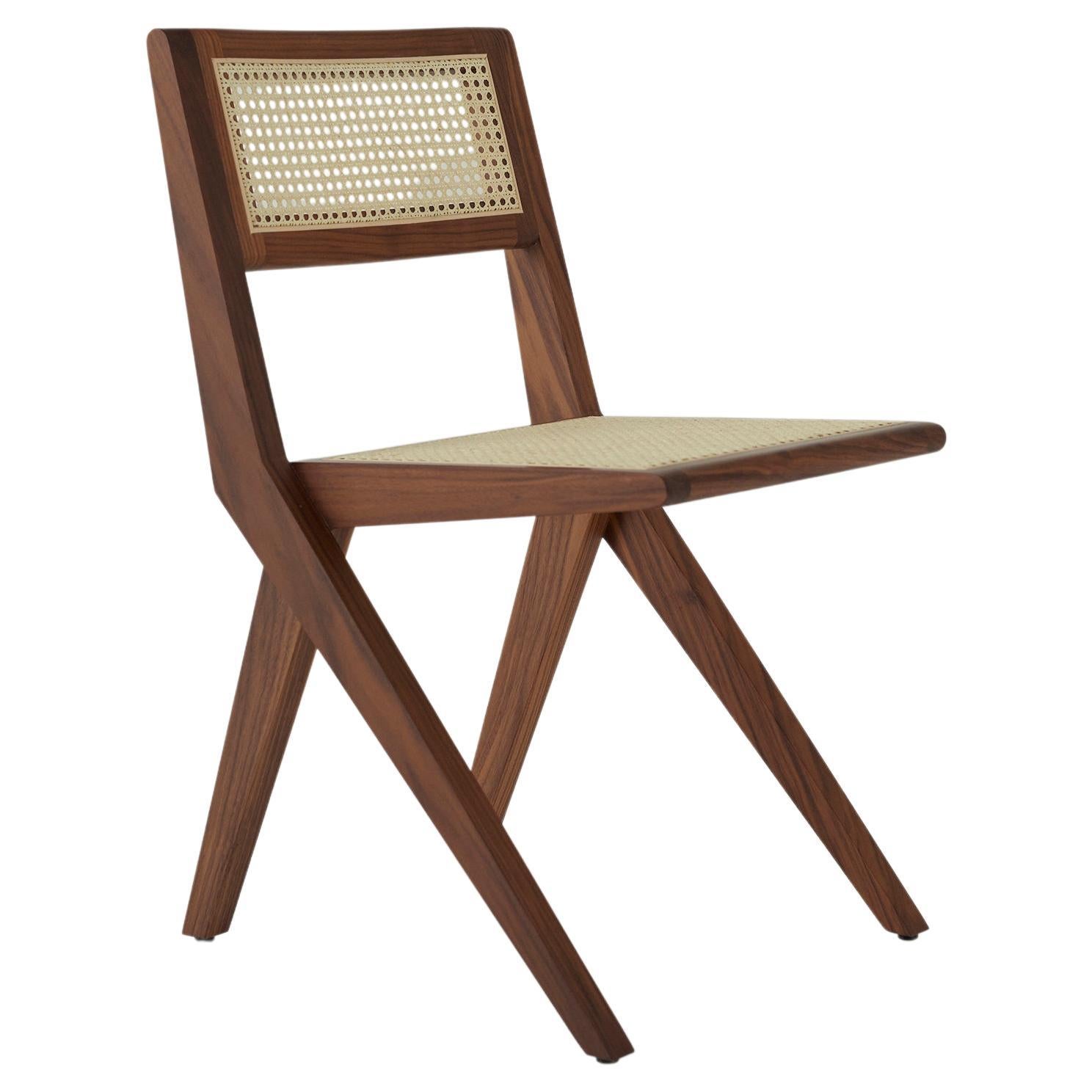Lina Chair by Daniel Boddam, Walnut/Rattan For Sale