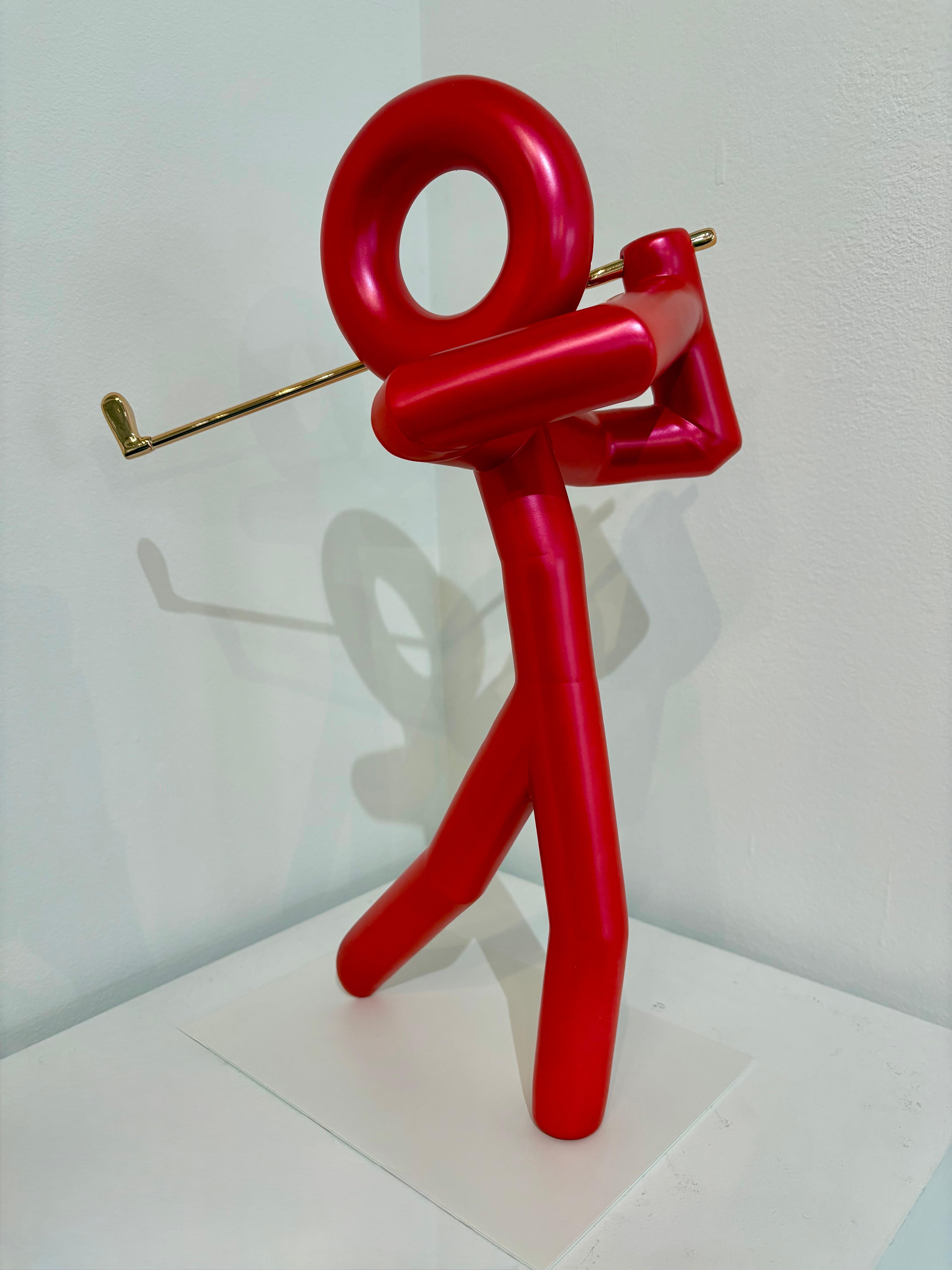 Lina Condes Figurative Sculpture - Red Golfer4