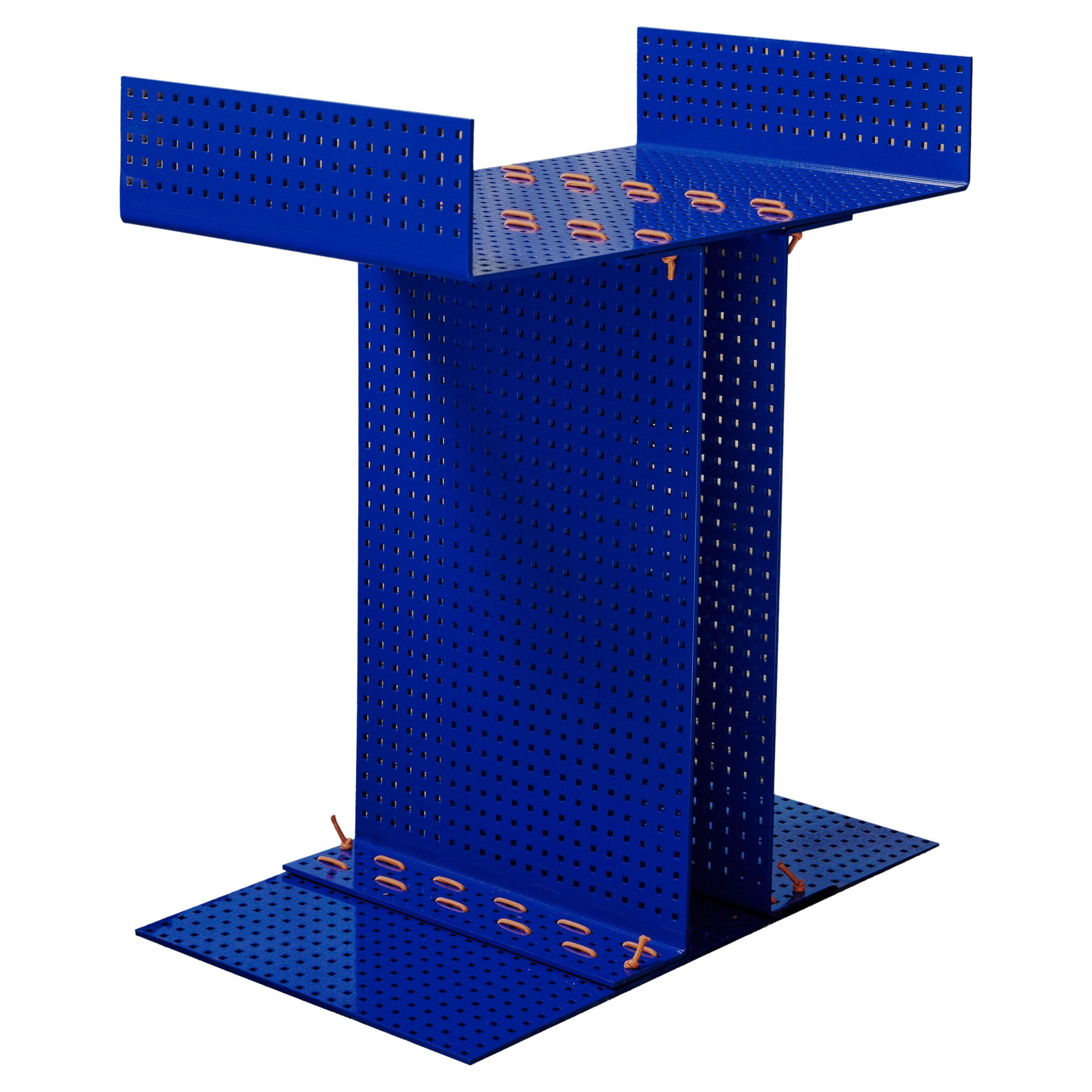Table basse design contemporaine Lina en fer bleu