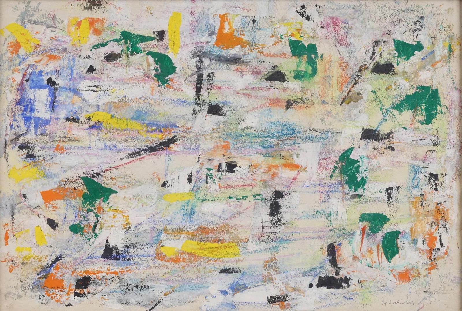 Exhibited Mid Century Modern Abstract American Original Woman Artist Painting 1