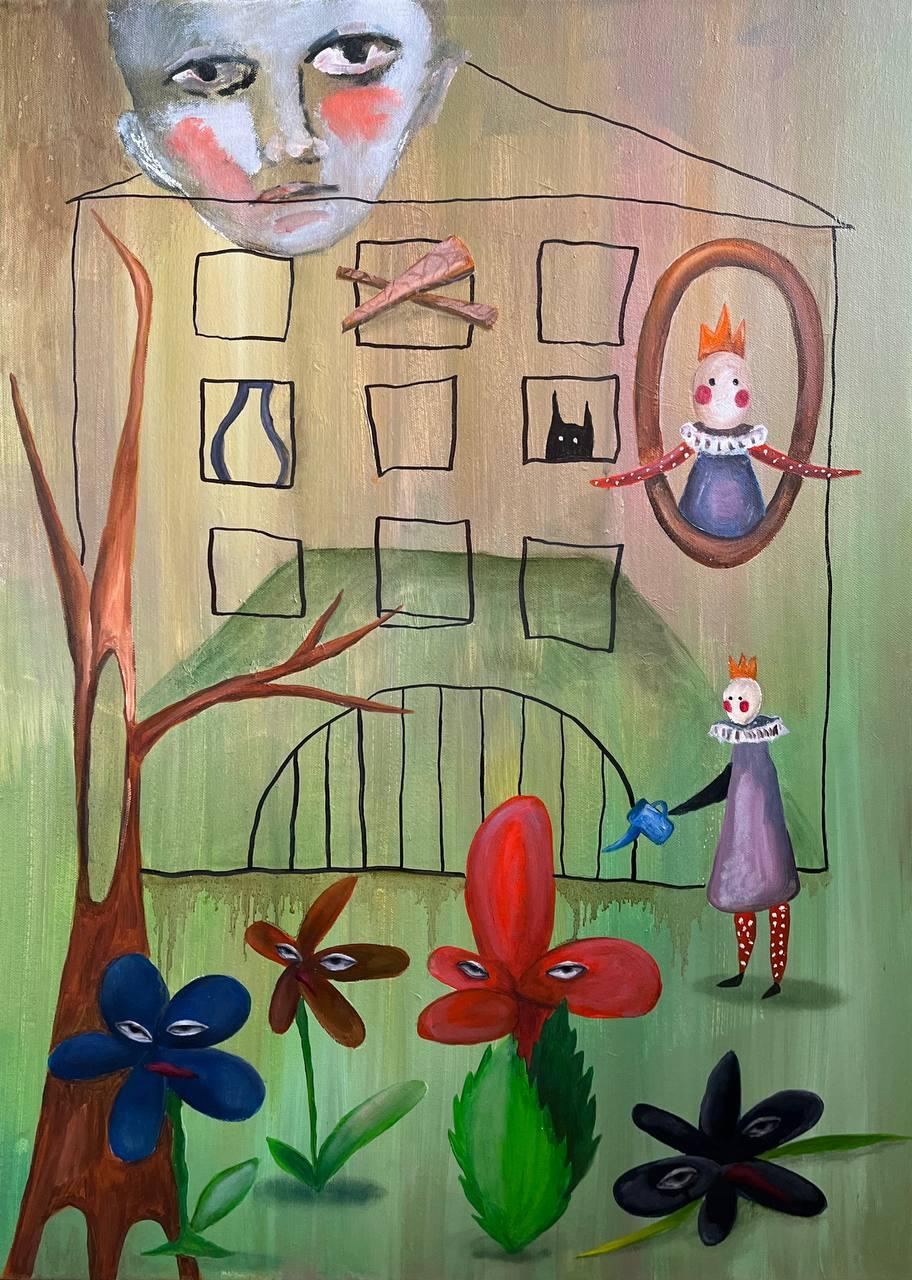 Nameless Island, 70x50cm, Leinwand, Öl, Mischtechnik, Mischtechnik – Art von Lina Kordyuchenko