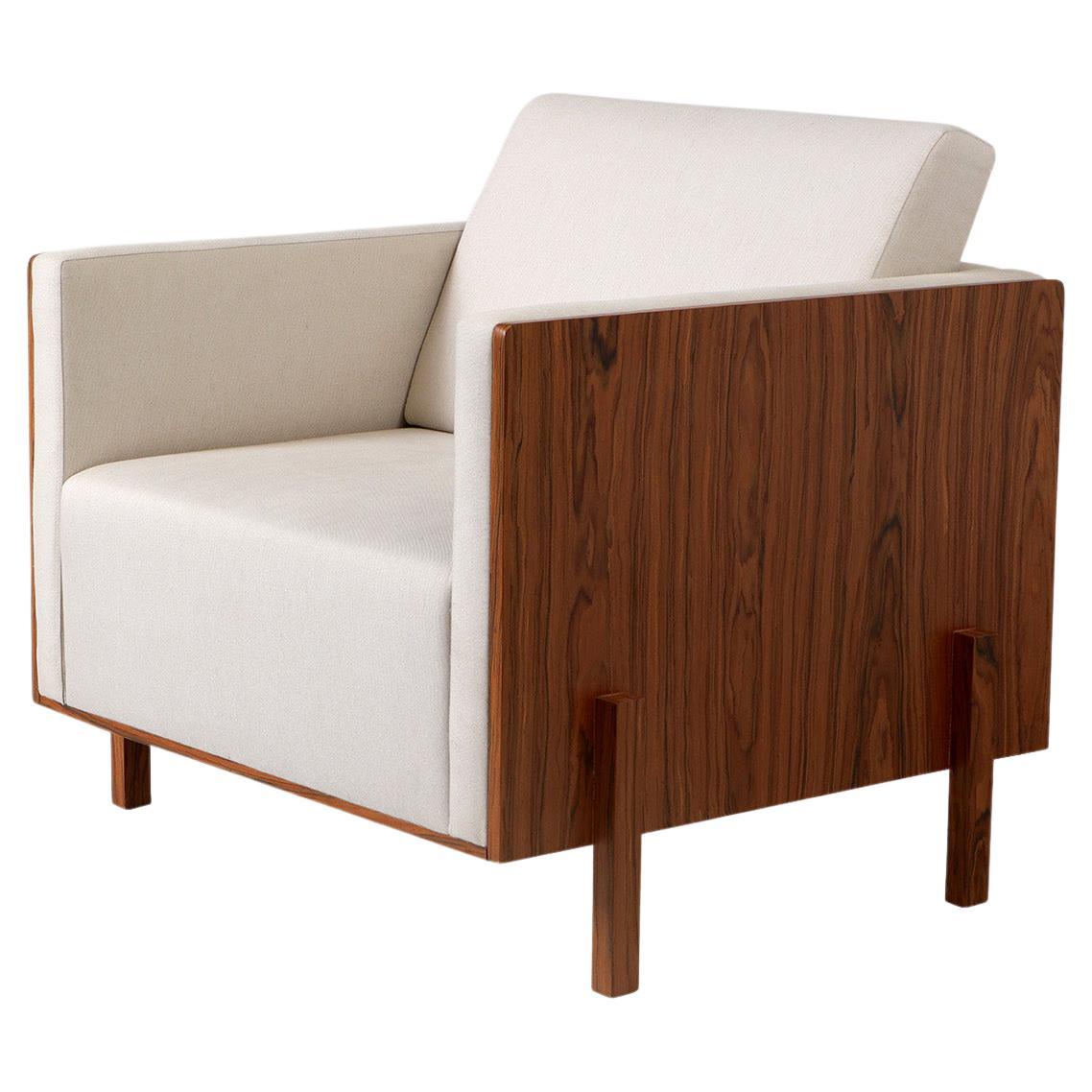 Minimalistischer Sessel „Lina“ aus brasilianischem Pau Ferro-Holz und handgewebtem Werk