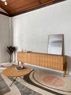 "Lina" Modernist Style Woodwork Natural, Credenza with Drawer, buffet