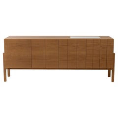 "Lina" Modernist Style Woodwork Natural Walnut Credenza with Drawer