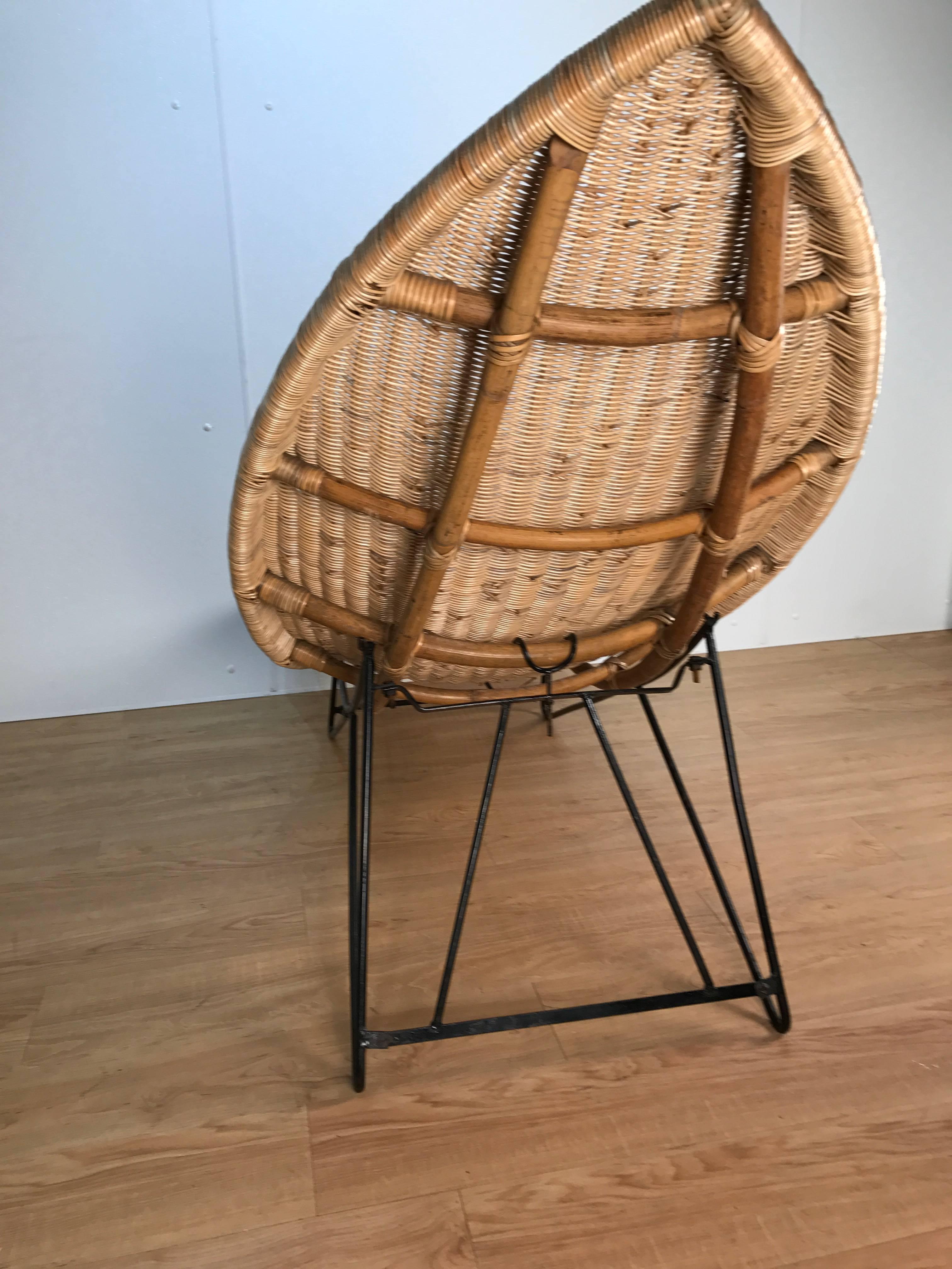 Mid-Century Modern Lina Zervudachi for Elsa Schiaparelli Rattan Fish Lounge