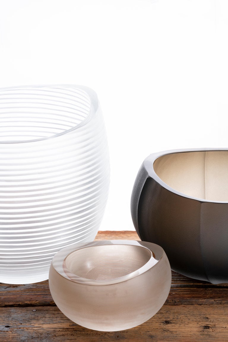 21st Century Federico Peri Linae Medium Vase Murano Glass Smoke colour For Sale 2