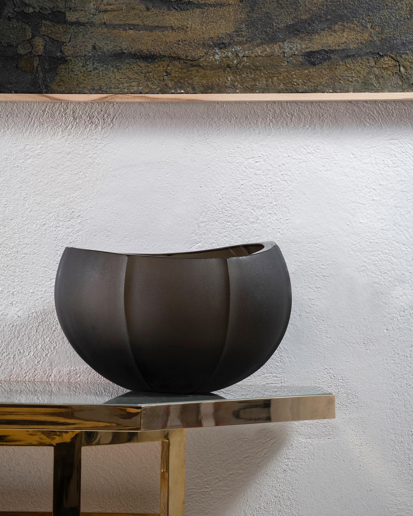 Contemporary 21st Century Federico Peri Linae Medium Vase Murano Glass Smoke colour For Sale