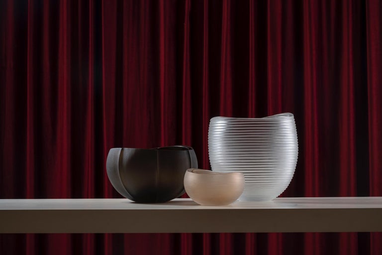 21st Century Federico Peri Linae Medium Vase Murano Glass Smoke colour For Sale 5