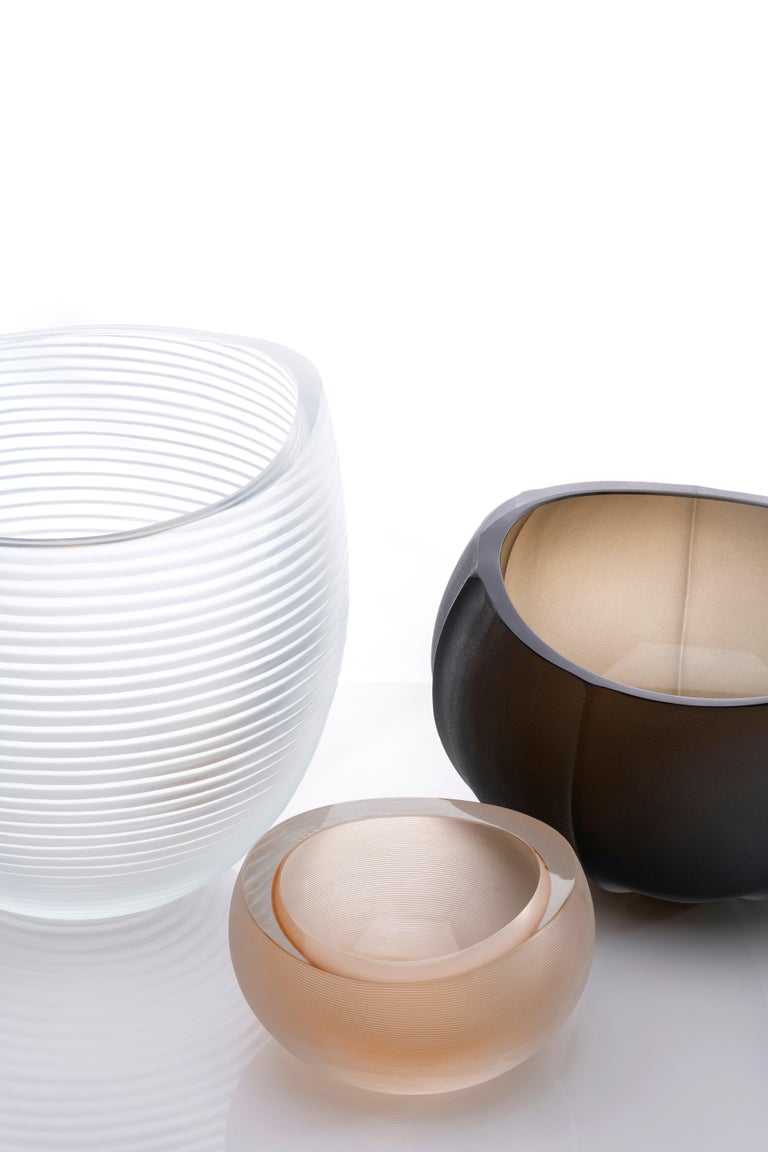 21st Century Federico Peri Linae Medium Vase Murano Glass Smoke colour For Sale 6