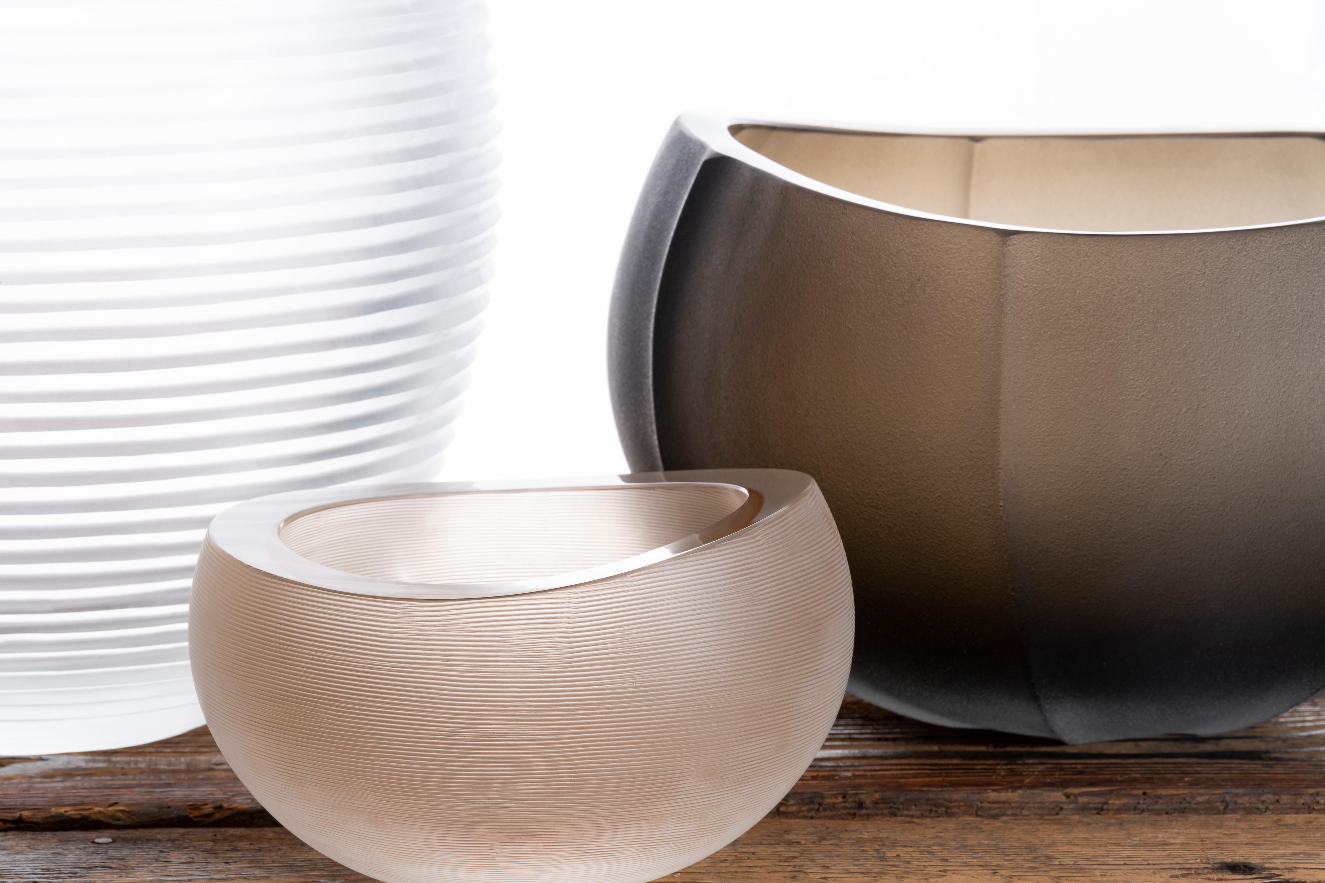 21st Century Federico Peri Linae Medium Vase Murano Glass Smoke colour For Sale 7