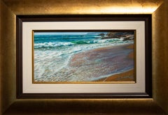 'Glistening Tide' Contemporary seascape painting of the beach, waves, blue