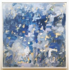 Linc Thelen, large abstract painting, blue tone, playful