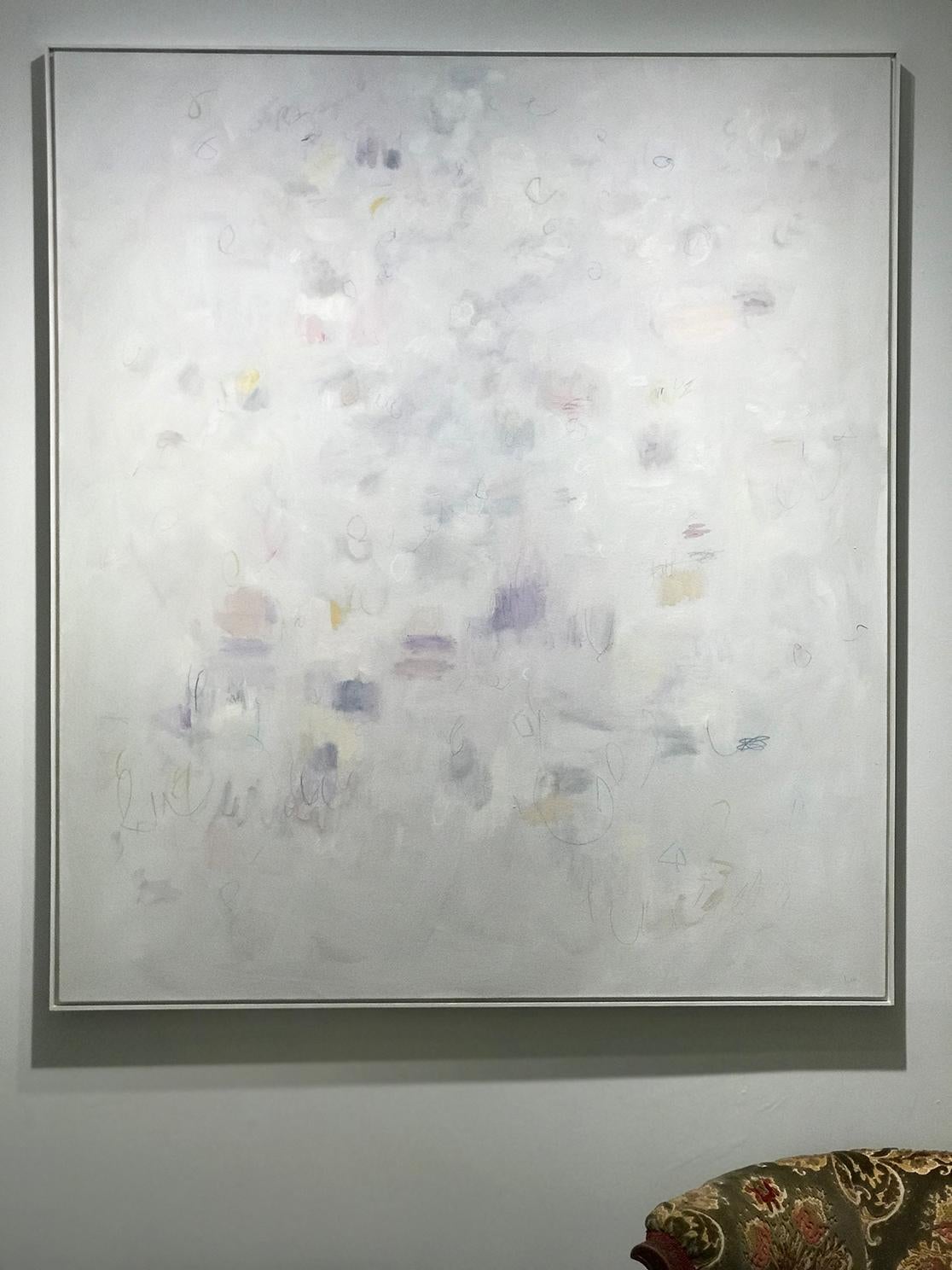 Oil paint, oil pastel and pencil on canvas. Framed

Linc Thelen’s abstractions are pleasant investigations into the formal issues of abstraction. His common forms are the circle, the line, the scallop, and the scribble. These forms construct