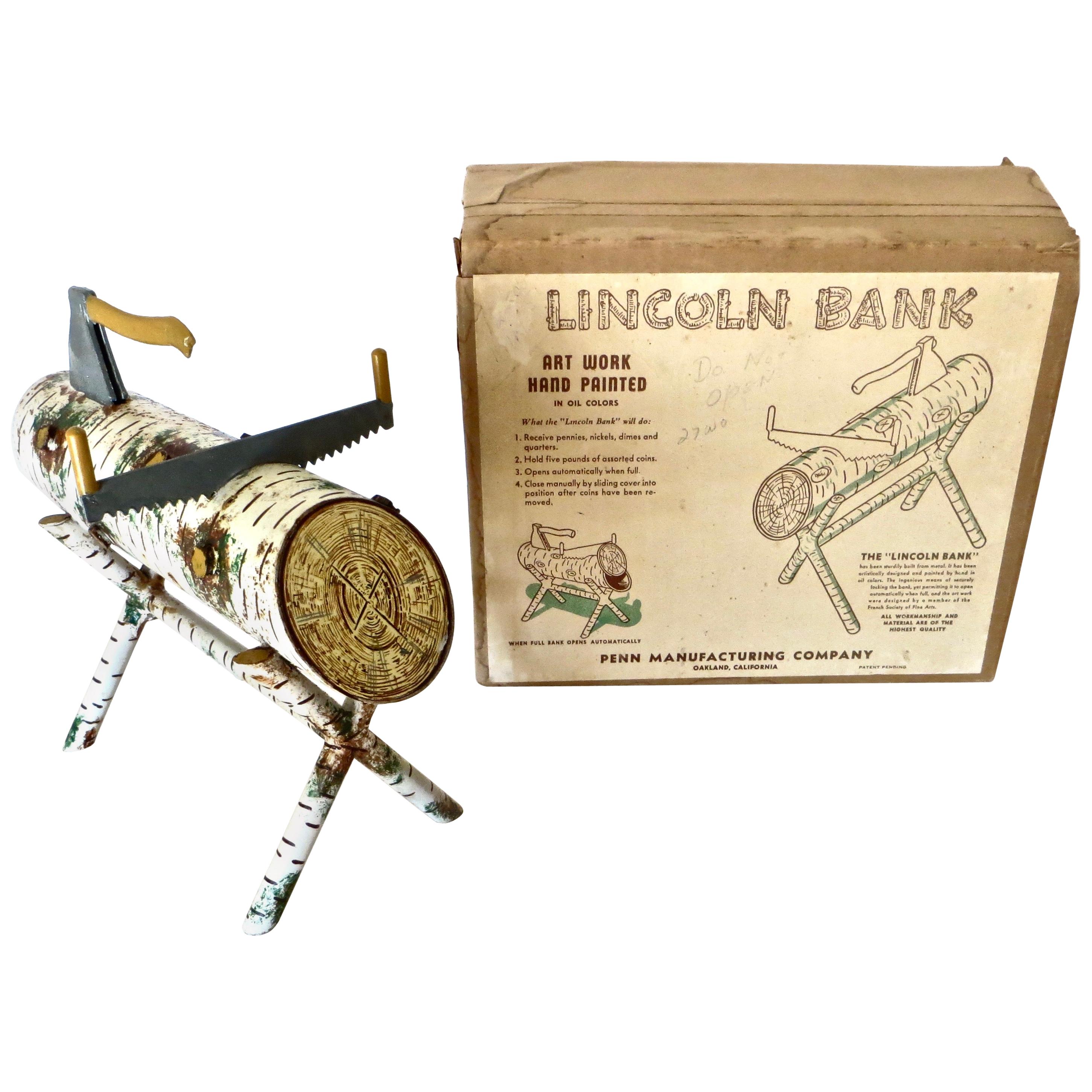 "Lincoln Bank" Caja de Ahorros de juguete, americana, hacia 1950