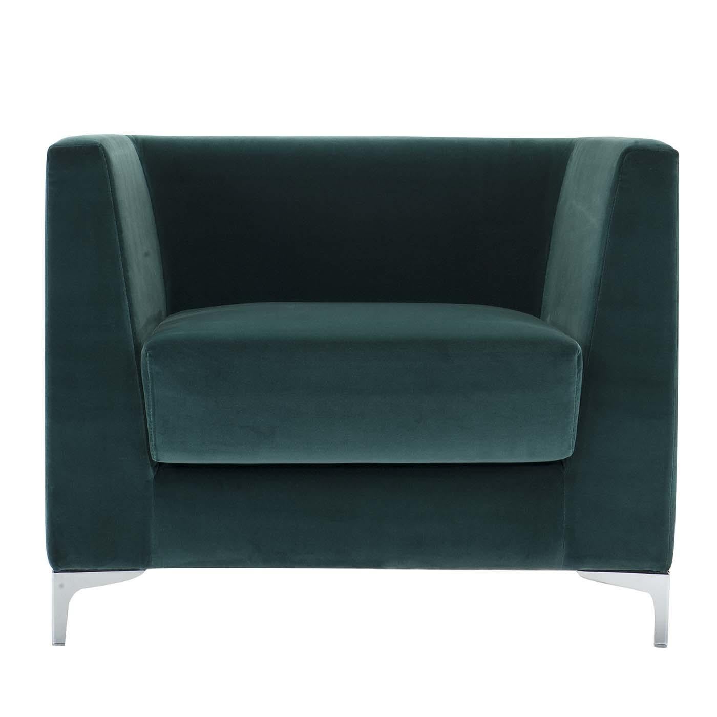 blue green armchair