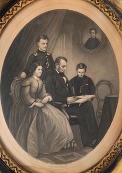 "Lincoln Family" Oval Engraving by A. B. Walter, after Francis Schell, 1865
