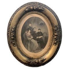 "Lincoln Family" Oval Engraving by A. B. Walter, after Francis Schell, 1865
