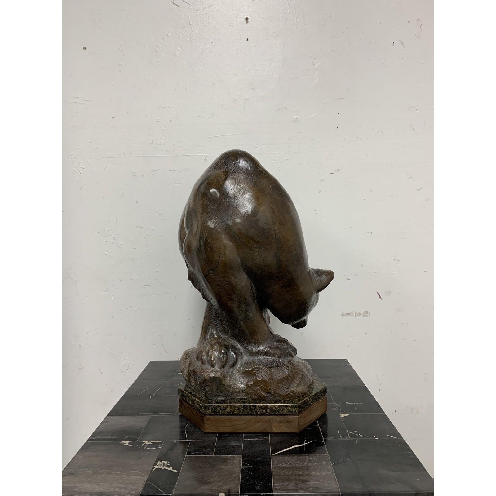 Other Lincoln Fox Bear Bronze Cast Metal Sculpture For Sale