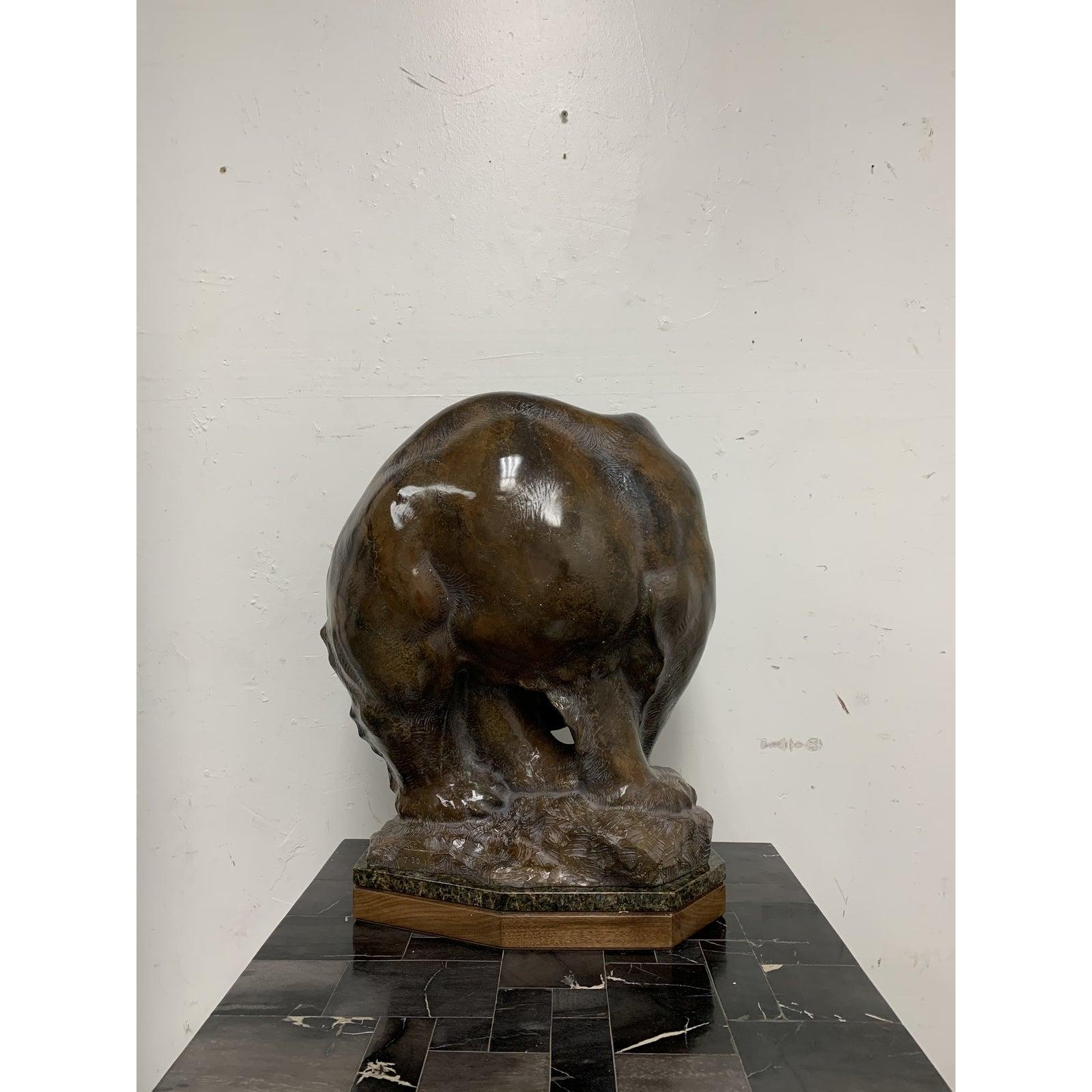 Contemporary Lincoln Fox Bear Bronze Cast Metal Sculpture For Sale