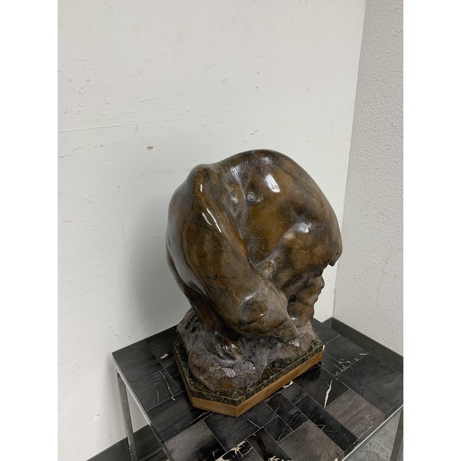 Lincoln Fox Bear Bronze Cast Metal Sculpture For Sale 1