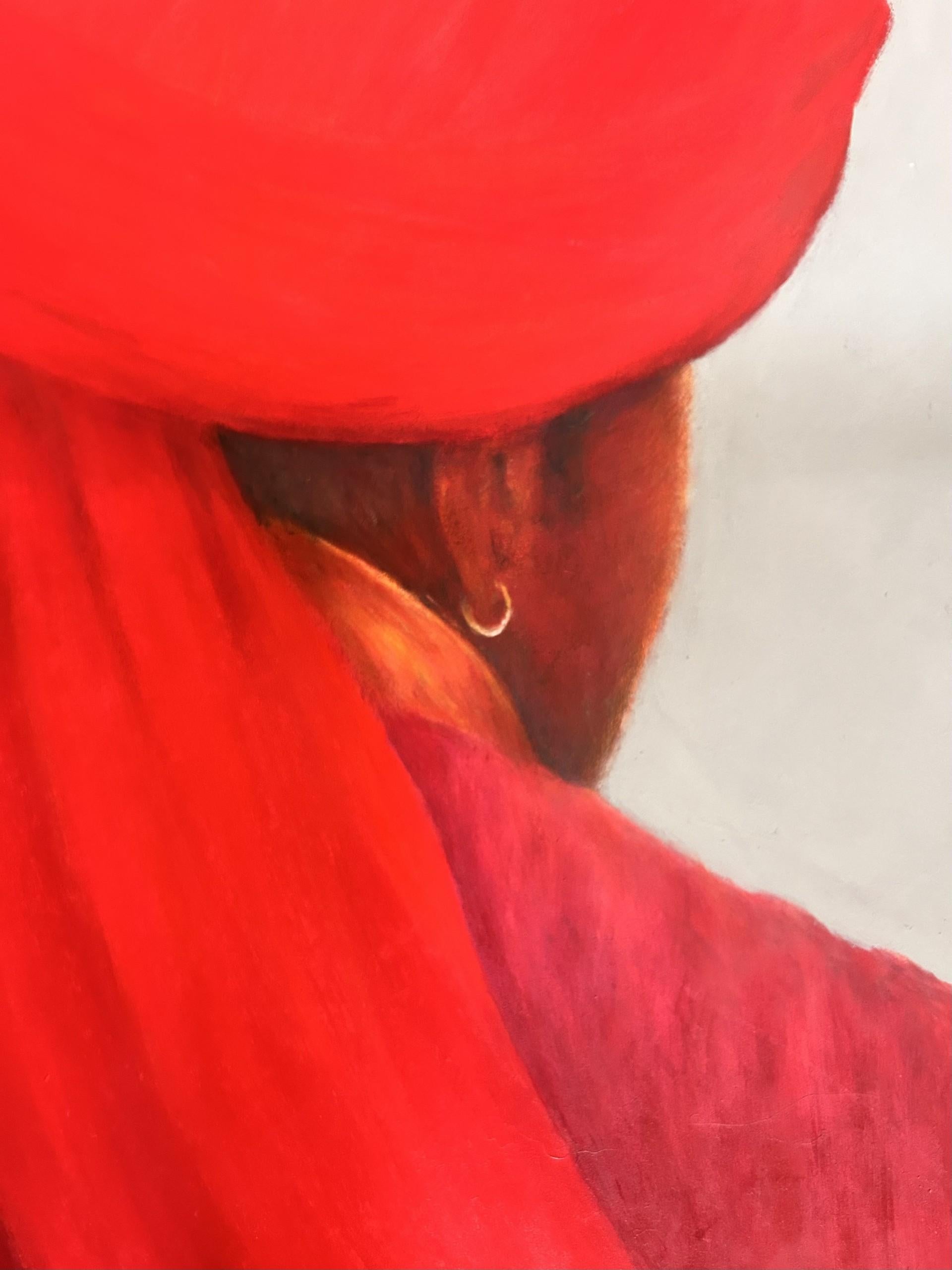 Big Red Turban, Lincoln Seligman, India, Acrylic, Vibrant, Traditional, Clothing For Sale 1