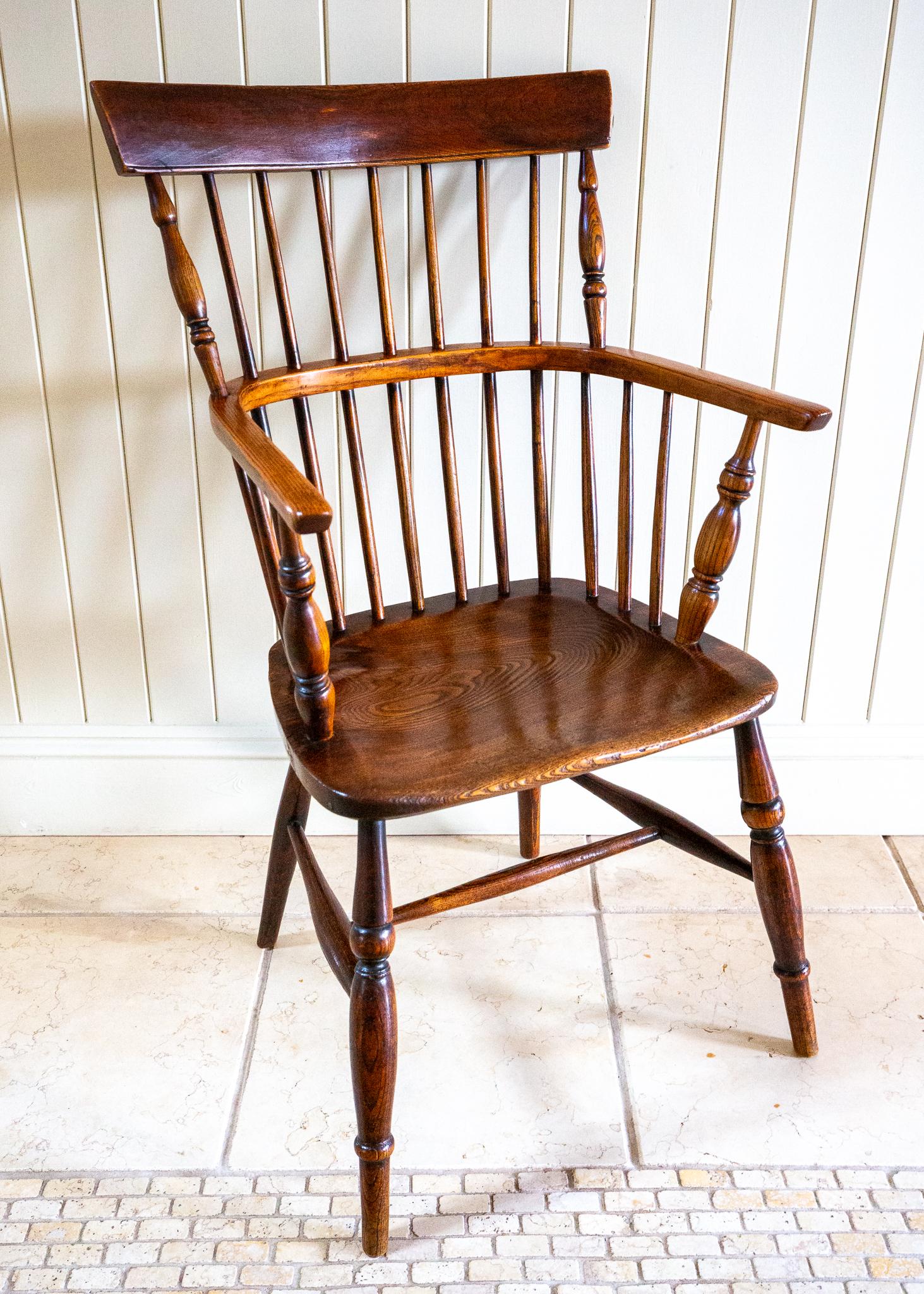 Lincolnshire Windsor Chair Comb Back Chair Antique 1840 Early Victorian 1800s For Sale 4
