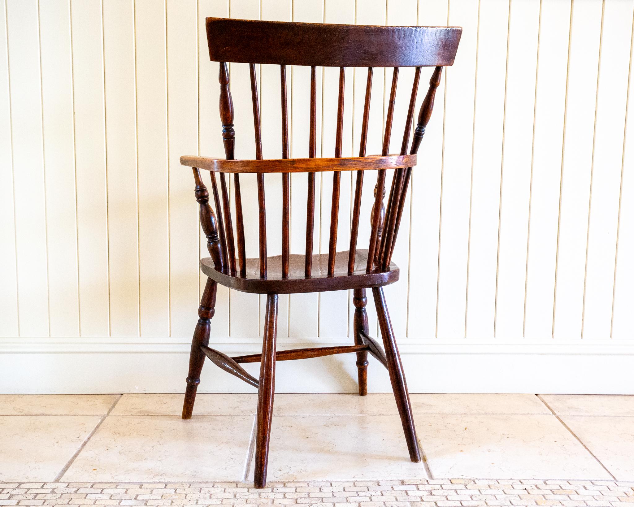 19th Century Lincolnshire Windsor Chair Comb Back Chair Antique 1840 Early Victorian 1800s For Sale