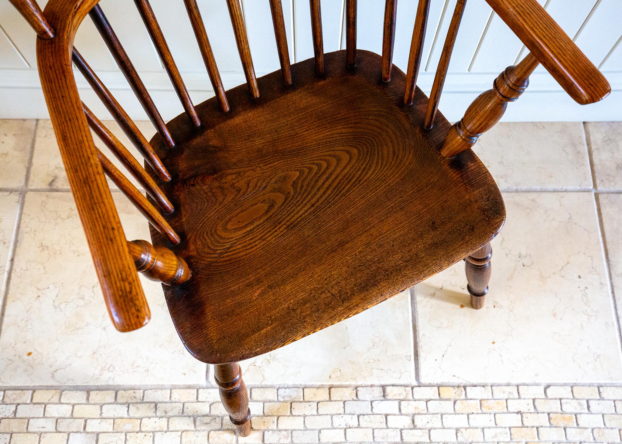 Lincolnshire Windsor Chair Comb Back Chair Antique 1840 Early Victorian 1800s For Sale 5