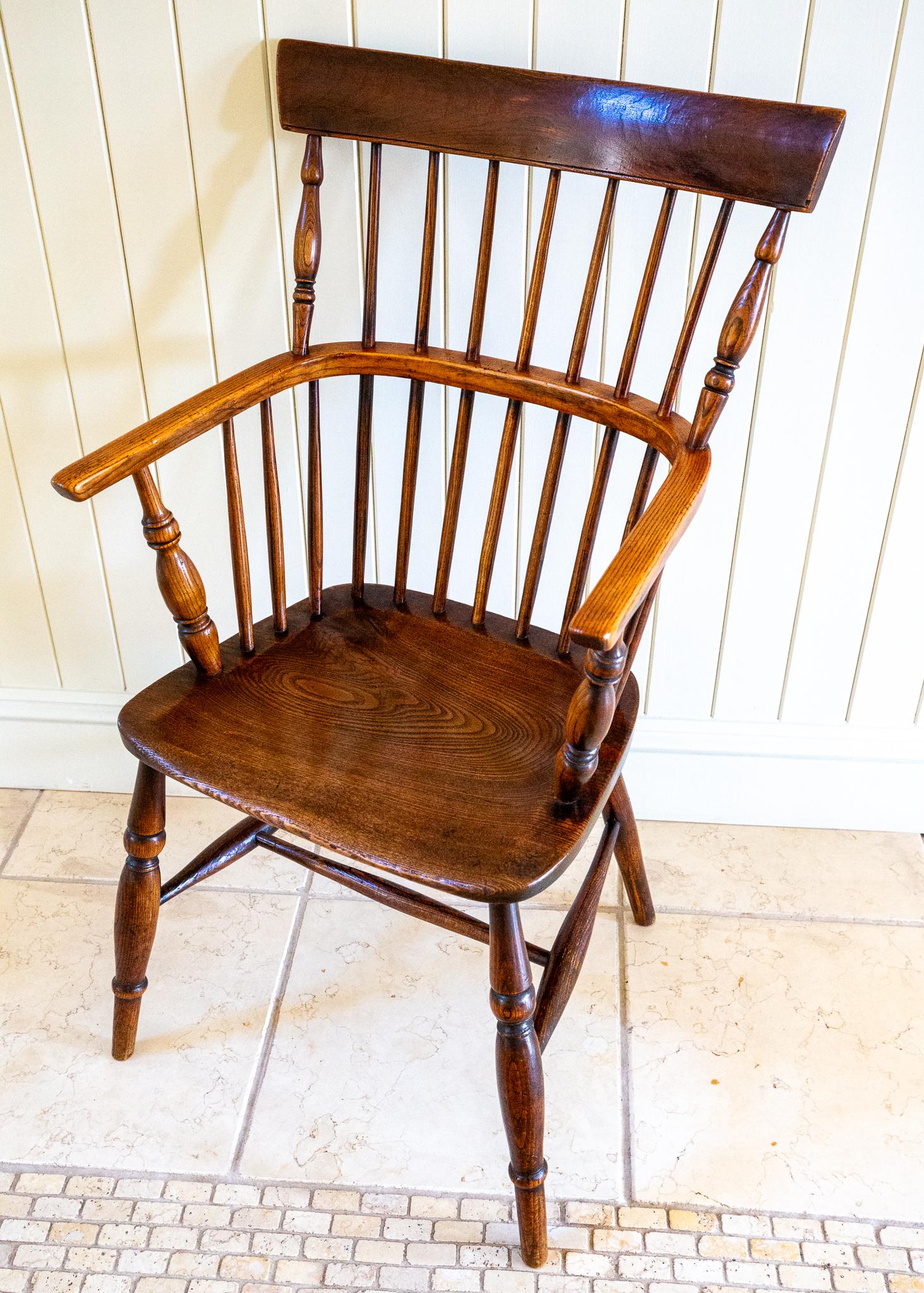 Lincolnshire Windsor Chair Comb Back Chair Antique 1840 Early Victorian 1800s For Sale 6