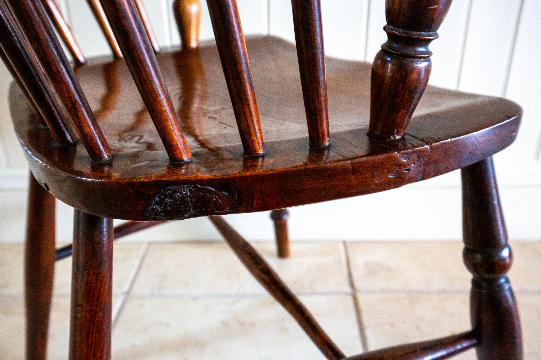 Lincolnshire Windsor Chair Comb Back Chair Antique 1840 Early Victorian 1800s For Sale 12