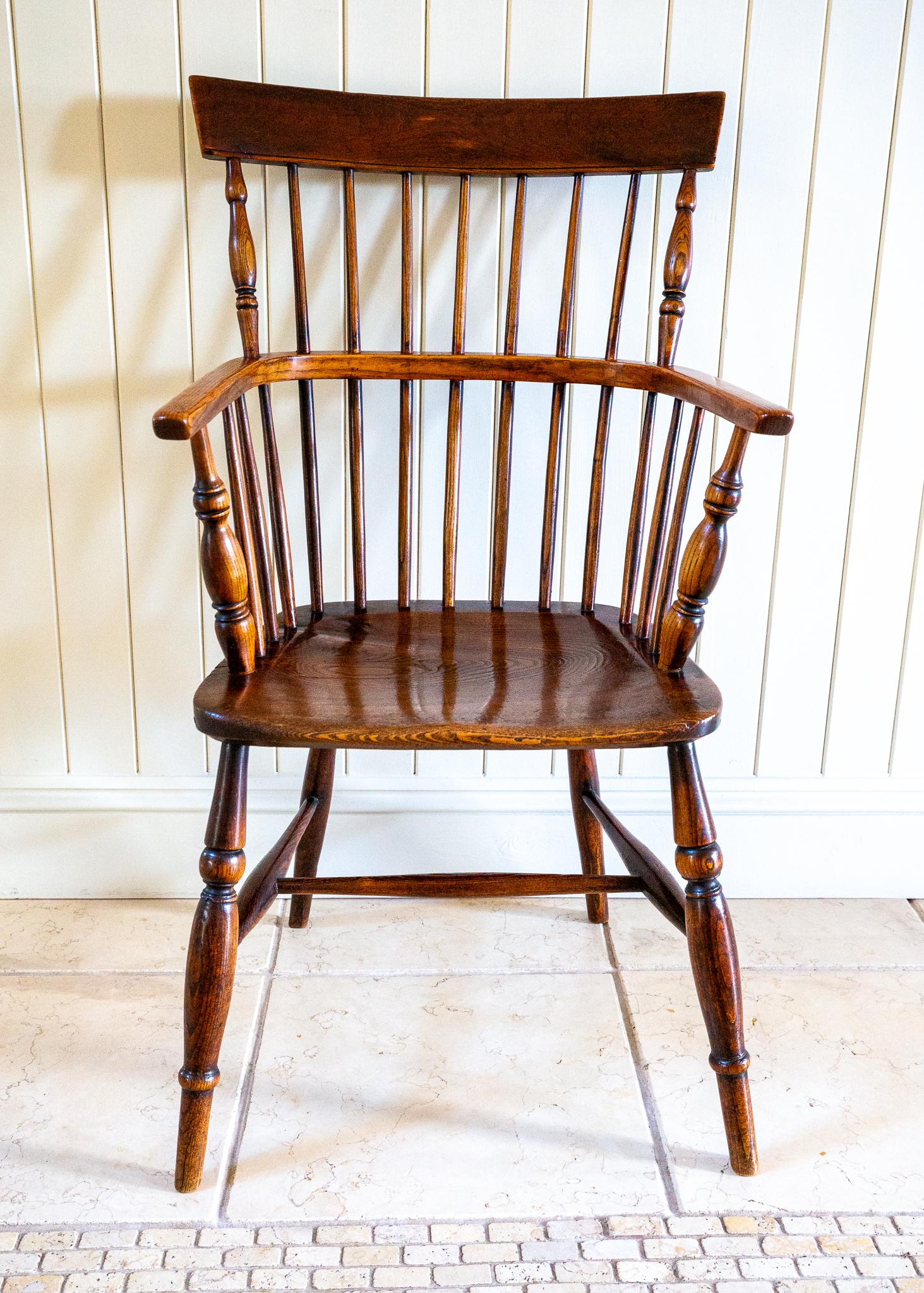 Lincolnshire Windsor Chair Comb Back Chair Antique 1840 Early Victorian 1800s For Sale 8