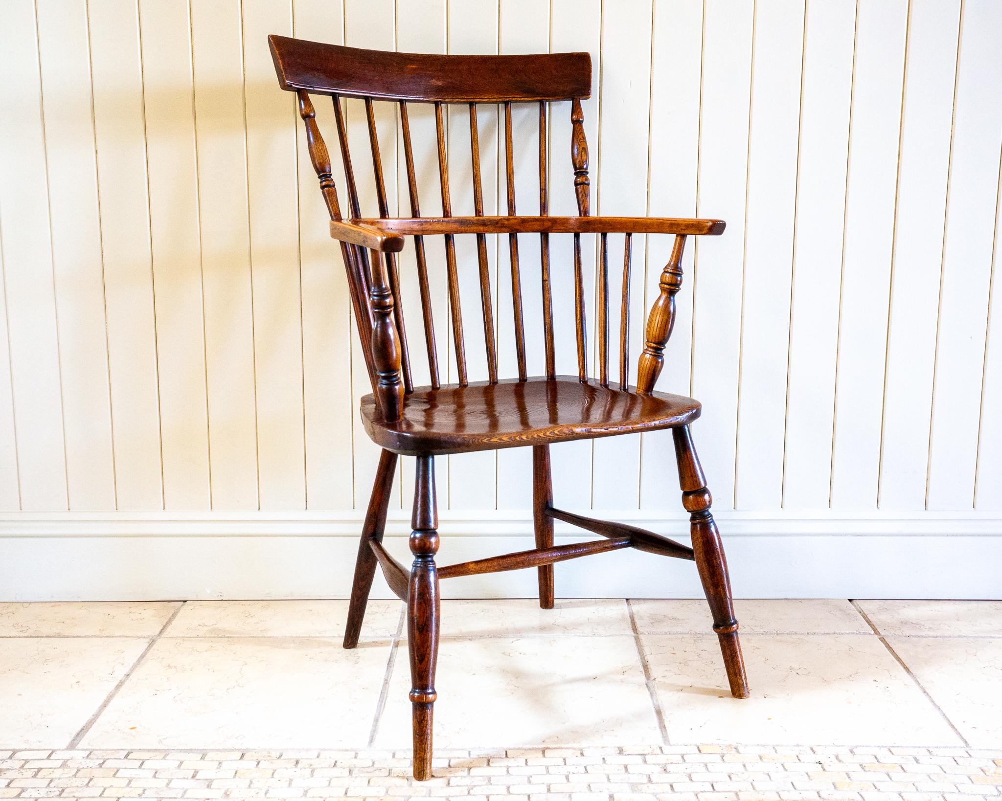 Lincolnshire Windsor Chair Comb Back Chair Antique 1840 Early Victorian 1800s In Good Condition For Sale In London, GB