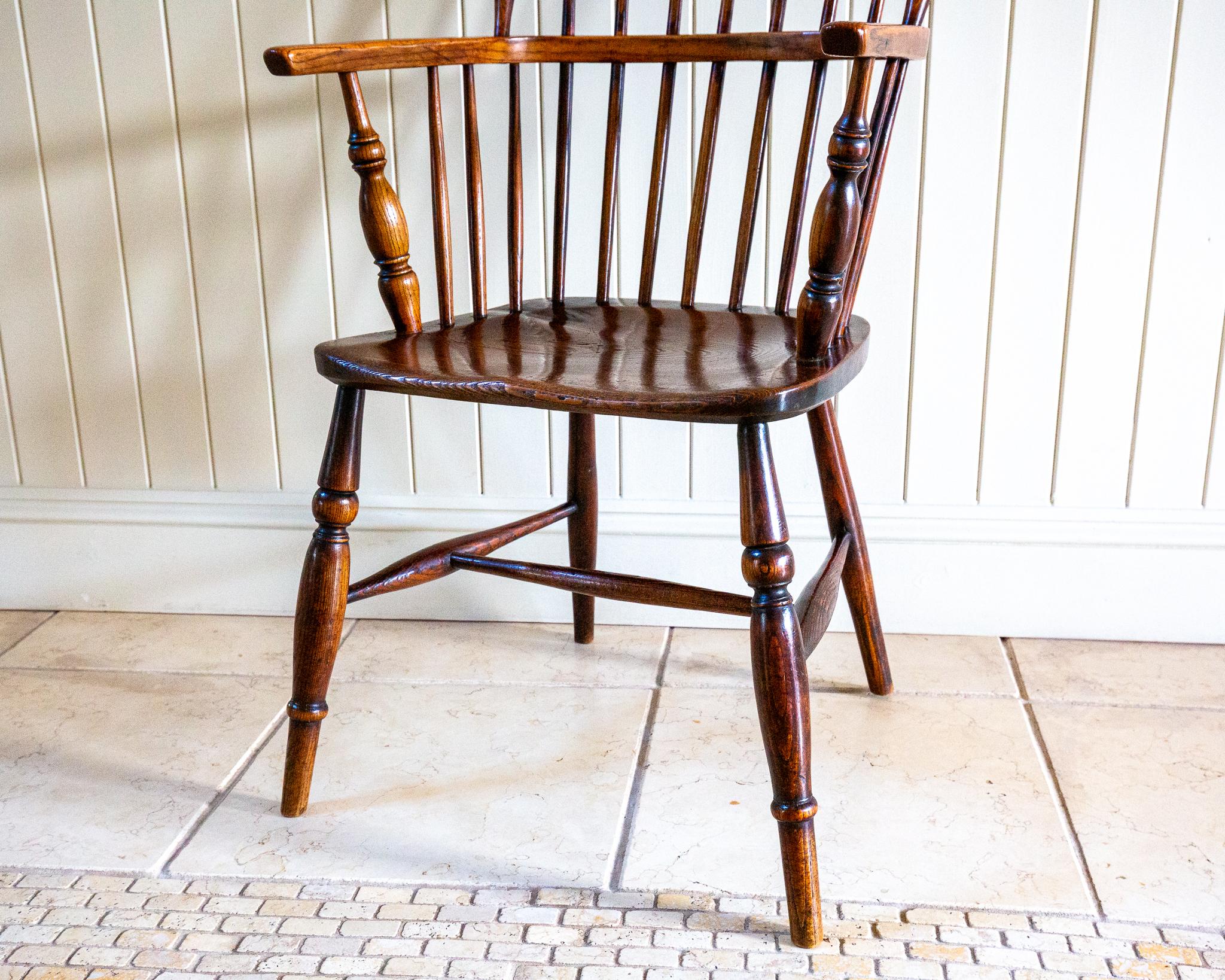 Lincolnshire Windsor Chair Comb Back Chair Antique 1840 Early Victorian 1800s For Sale 1