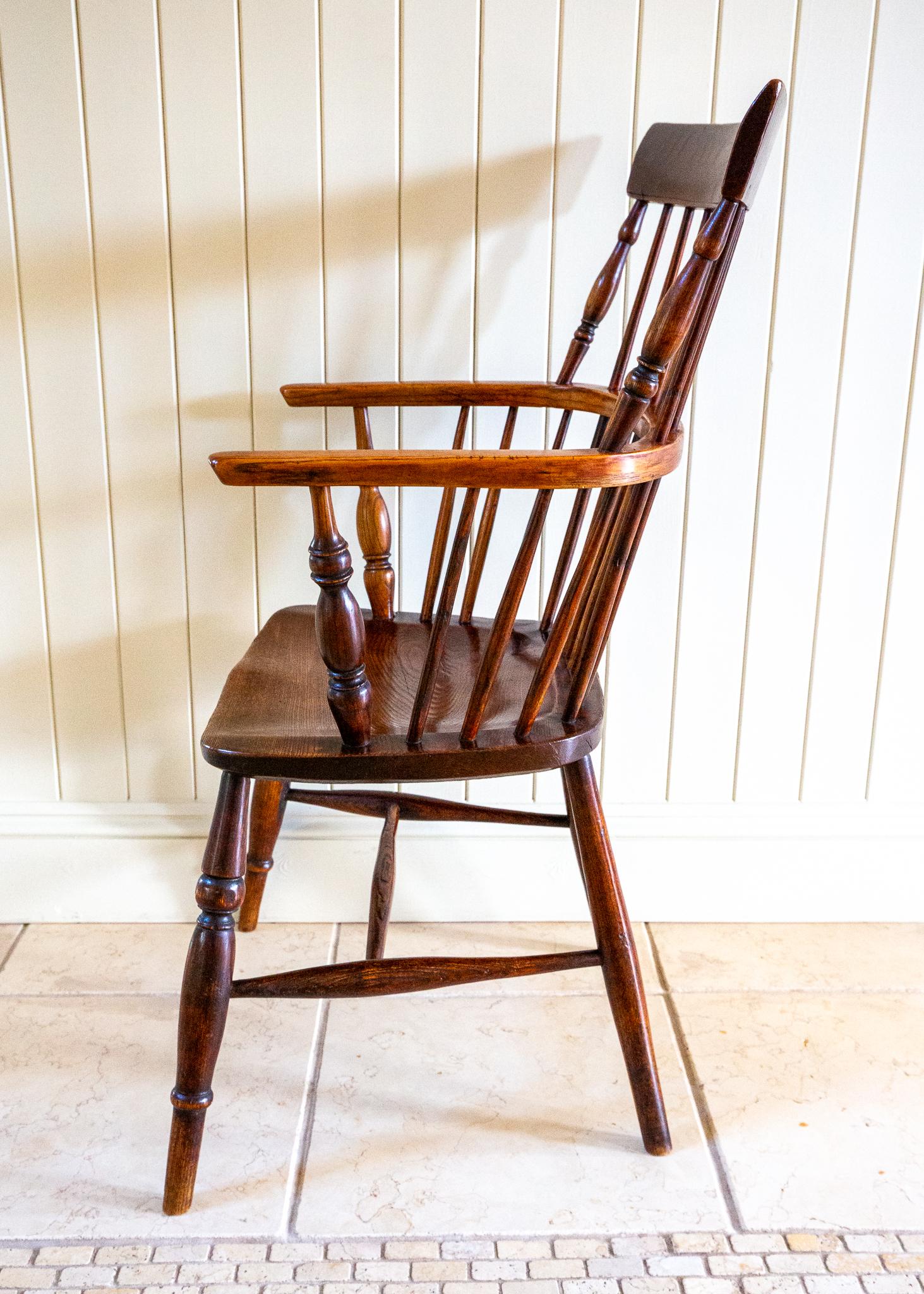 Lincolnshire Windsor Chair Comb Back Chair Antique 1840 Early Victorian 1800s For Sale 3