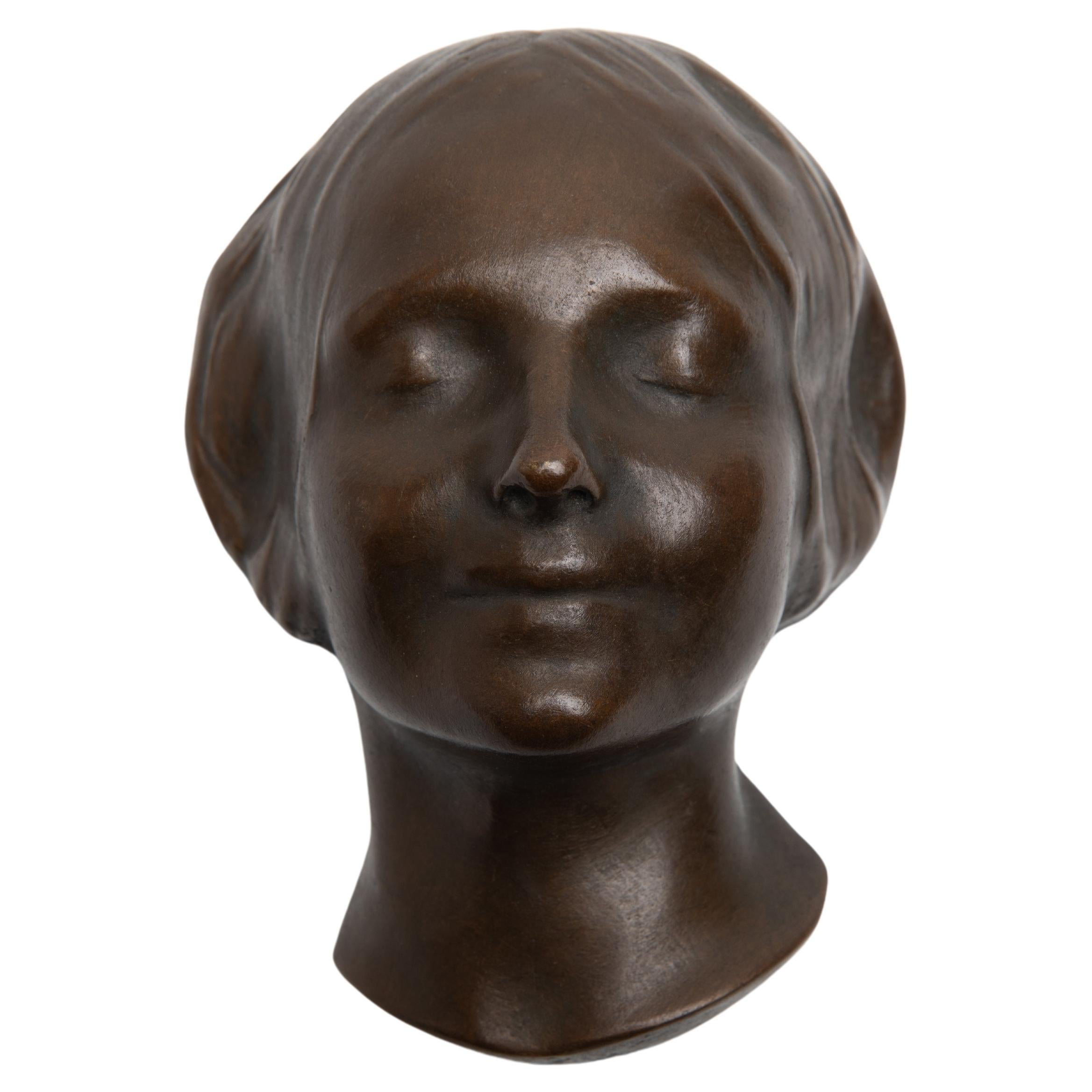 l’Inconnue de la Seine Bronze Mask Sculpture France For Sale