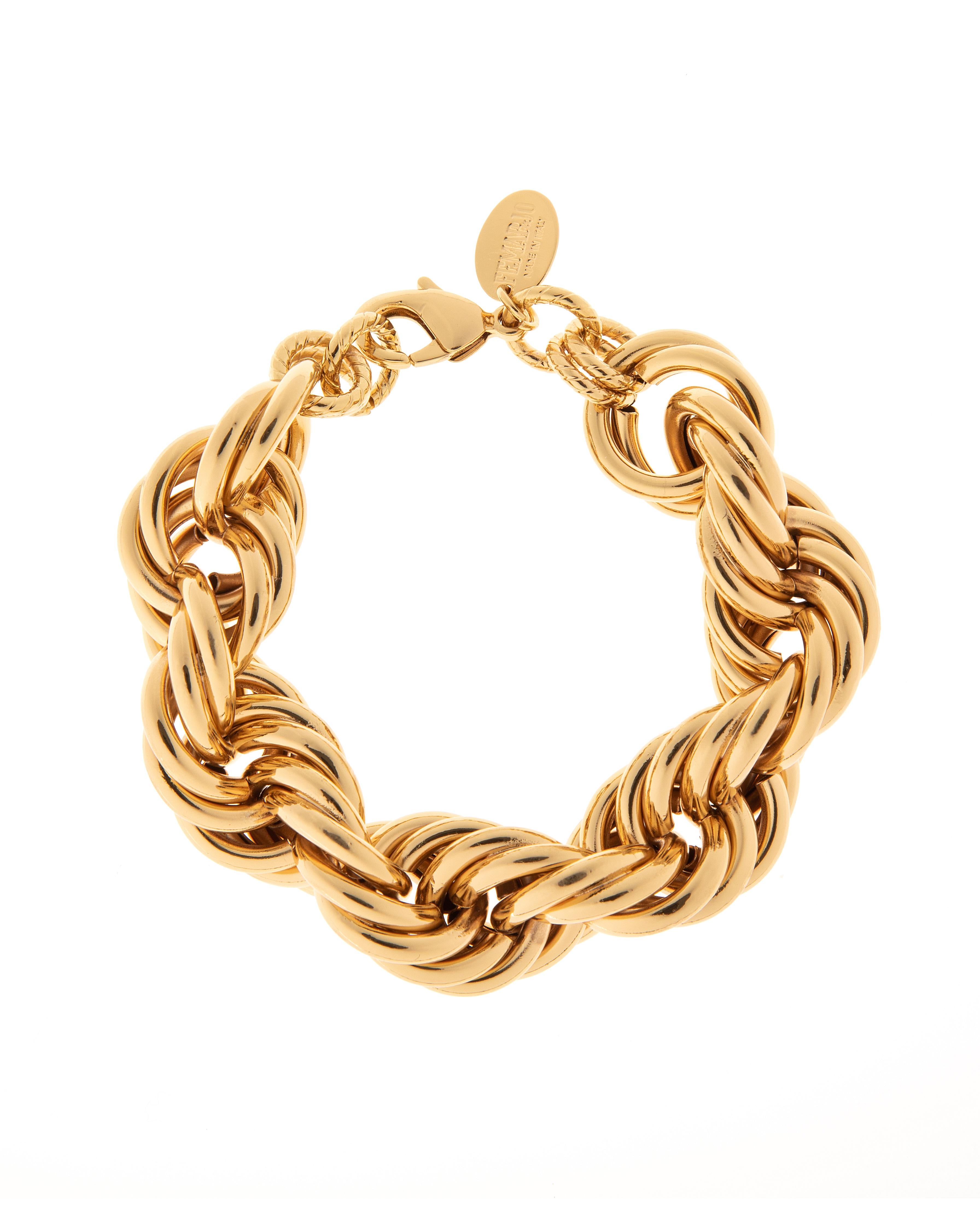 Linda 24kt gold plated brass brecelet In New Condition In Capri, IT