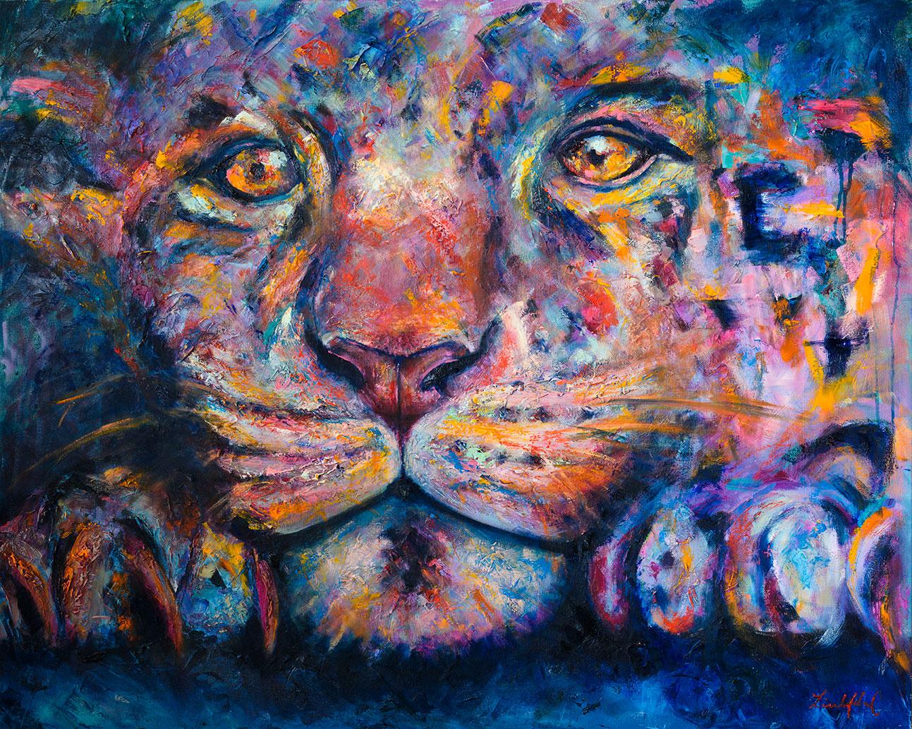 Tiger Cub - Painting by Linda Achar Cohen