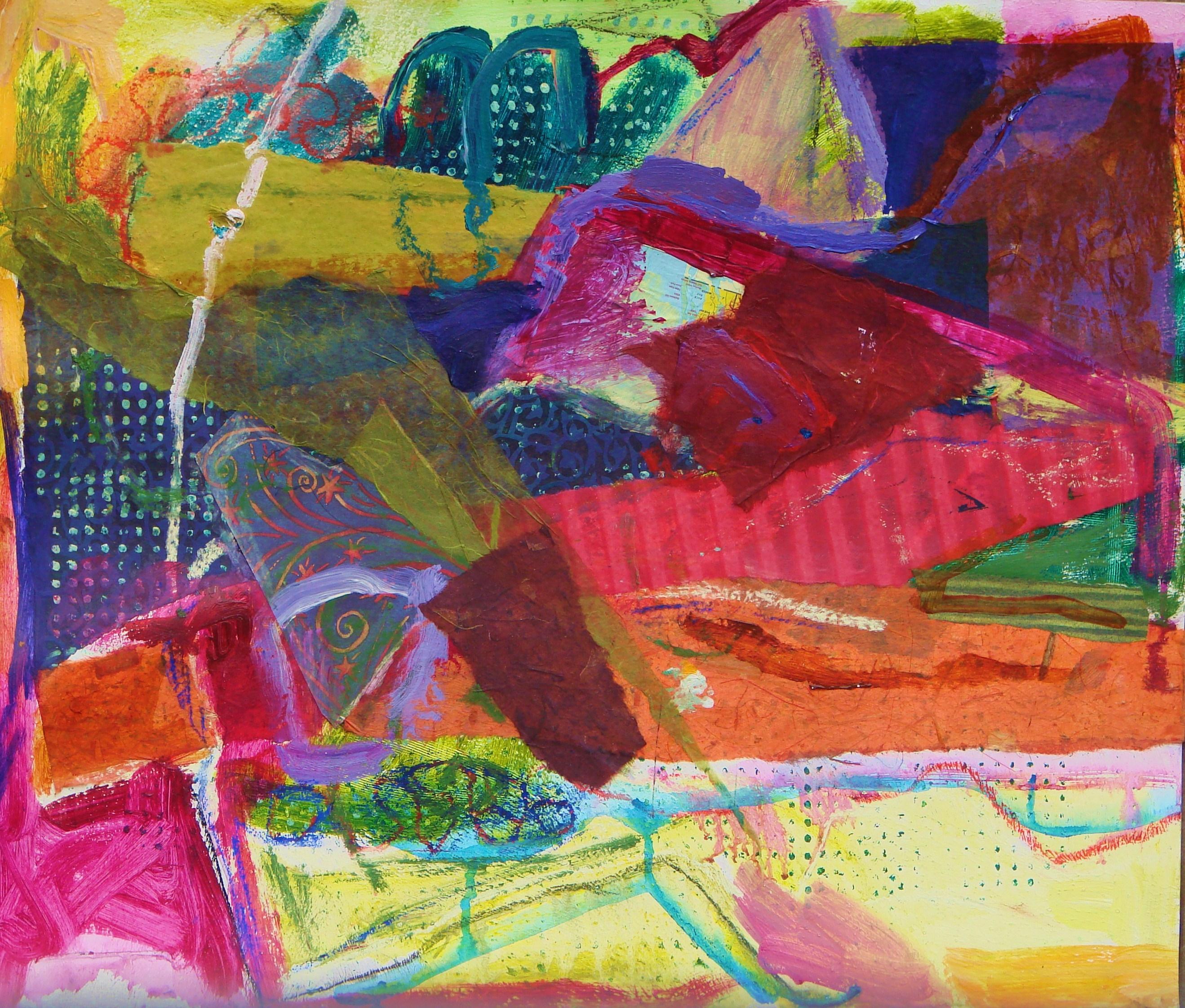 Abstract Landscape #1, Mixed Media on Paper - Mixed Media Art by Linda Bankerd