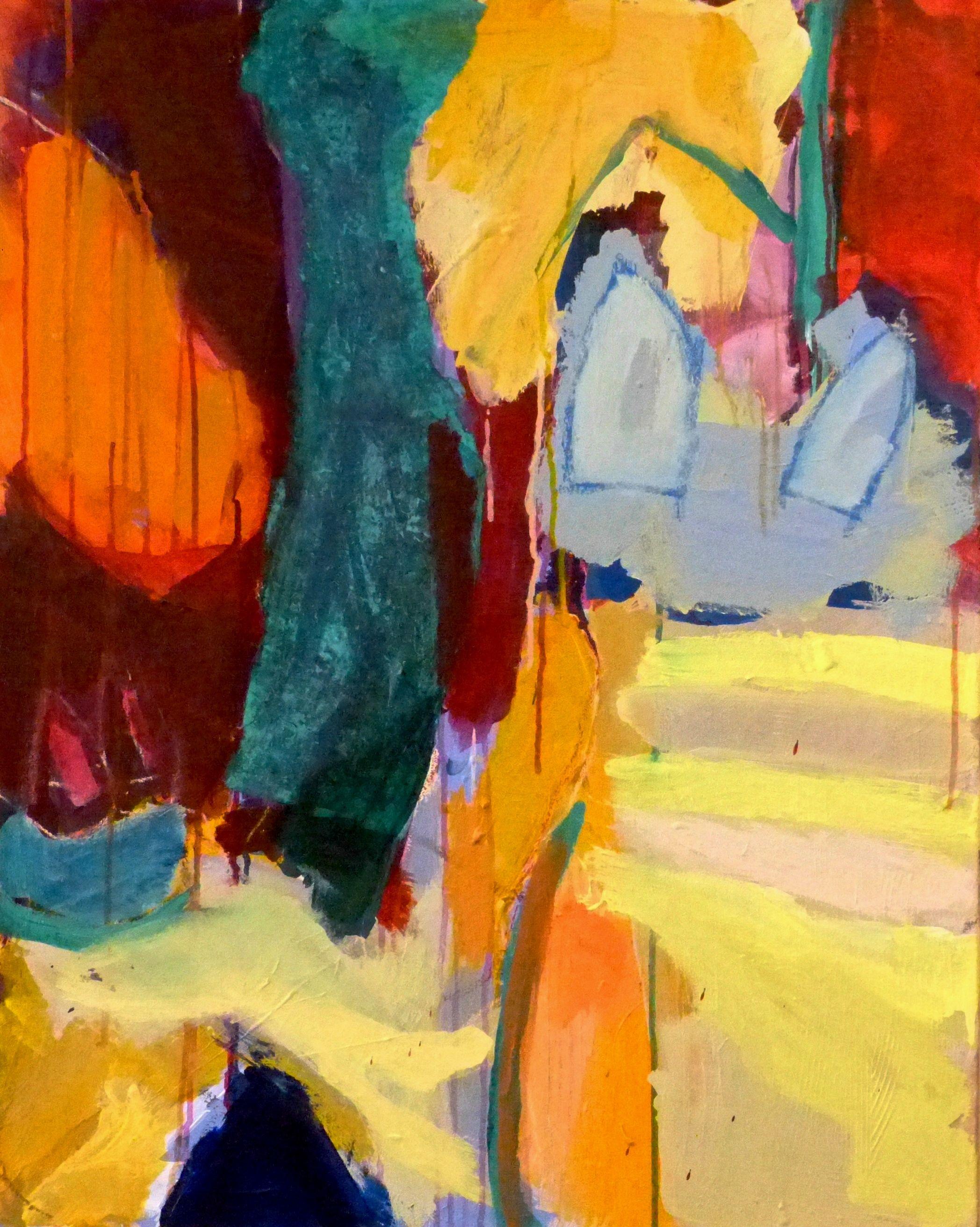 Abstract Painting Linda Bankerd - Peinture - Beach and Boats, acrylique sur toile