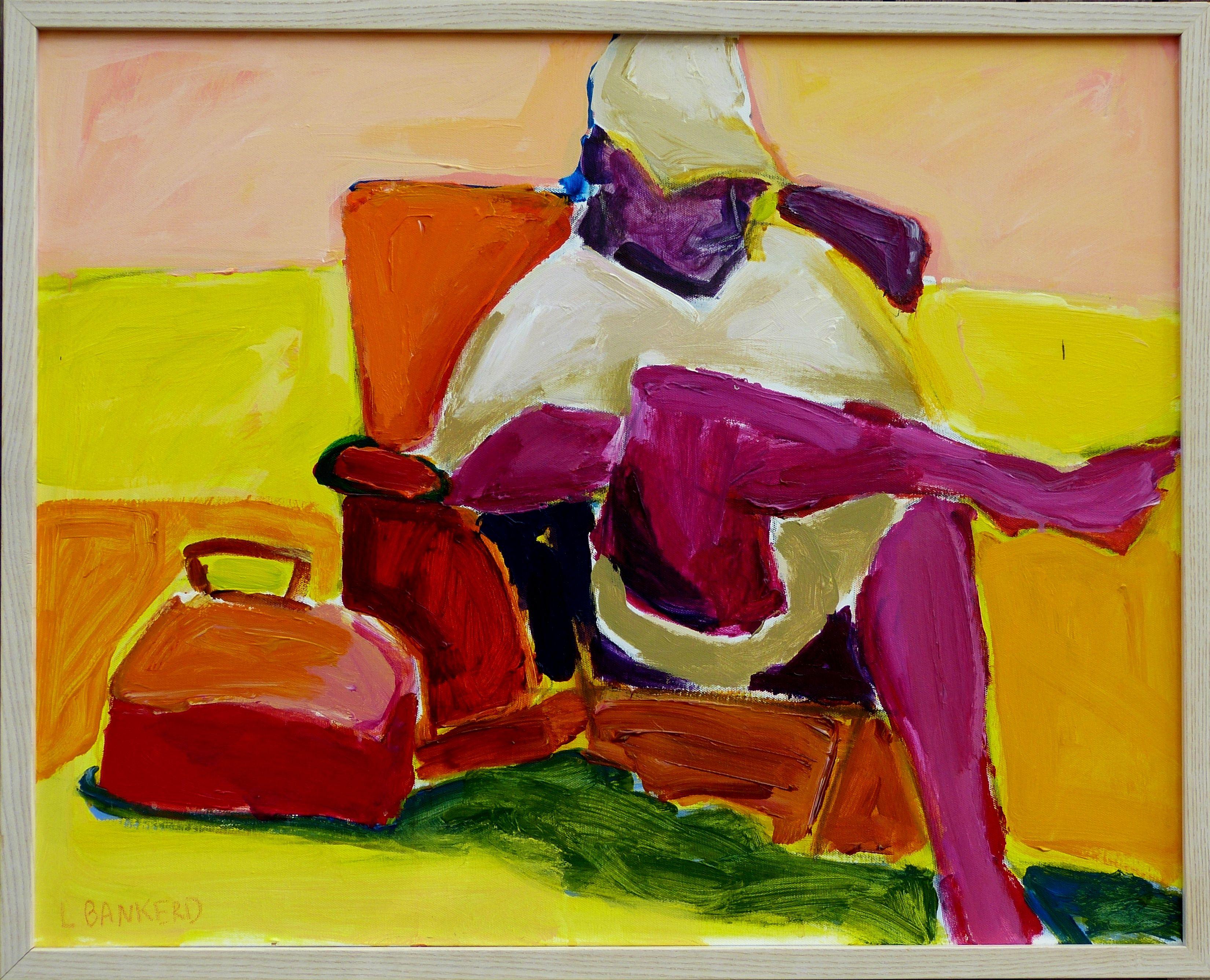 Weiße Kappe, Gemälde, Acryl auf Leinwand (Zeitgenössisch), Painting, von Linda Bankerd