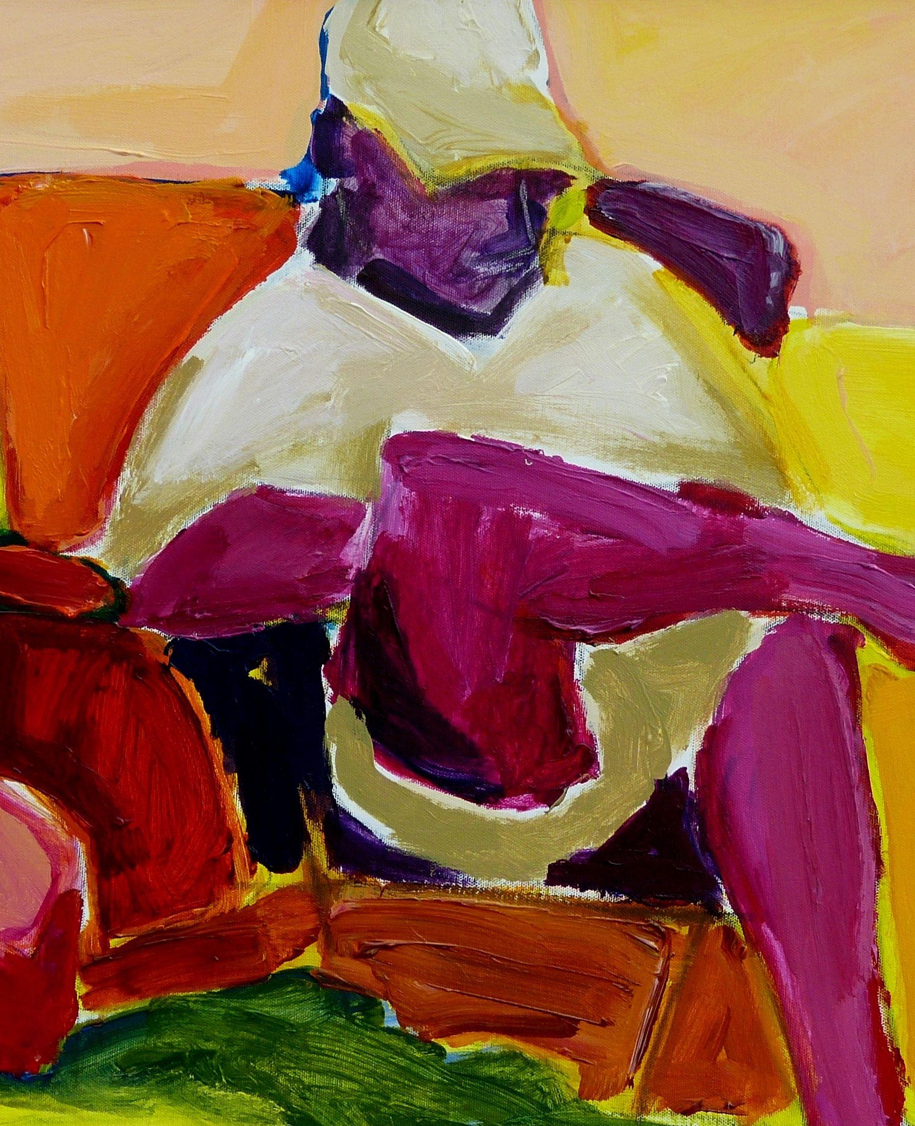 Weiße Kappe, Gemälde, Acryl auf Leinwand im Angebot 1