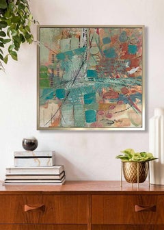 "Copper Pier, " Abstract Encaustic Painting
