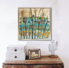 "Cryptic Garden, " Abstract Encaustic Painting