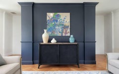 Peinture à l'encaustique abstraite « Garden Blues »