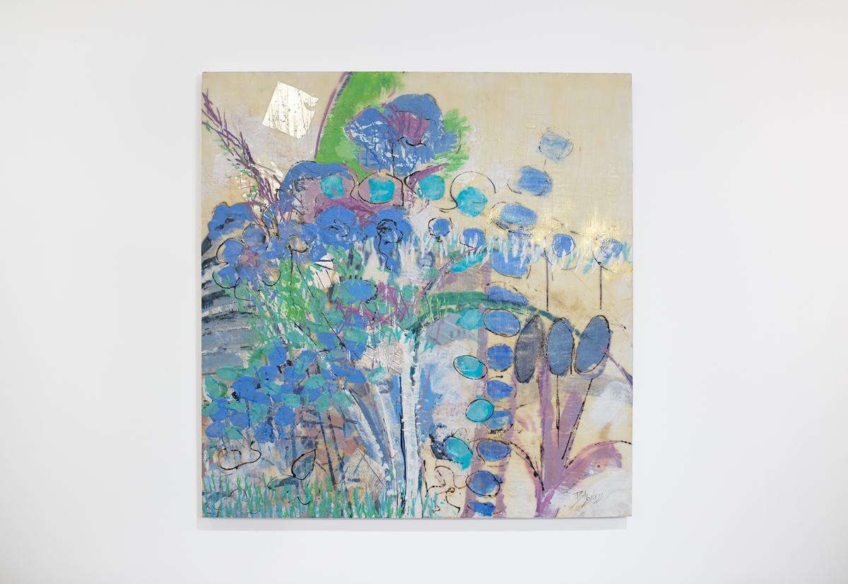 "Garden Blues" Pittura astratta ad encausto