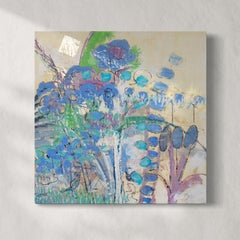 "Garden Blues" Pittura astratta ad encausto