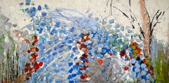 "Garden Party II," Abstract Floral Encaustic Painting
