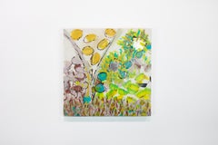 Abstraktes Enkaustik-Gemälde „Gartenweg“
