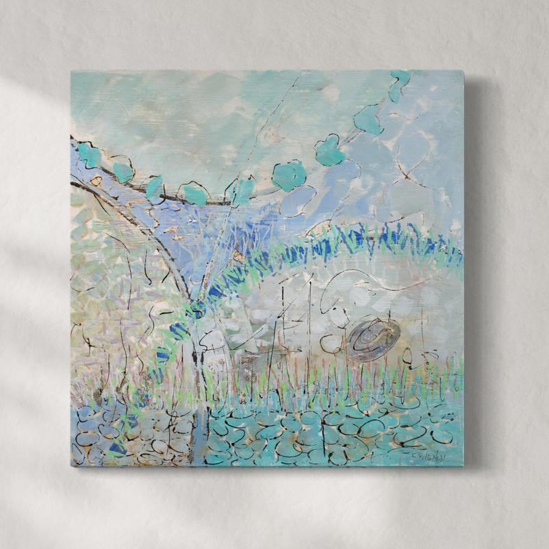 "Hidden Reef" Abstract Encaustic Painting